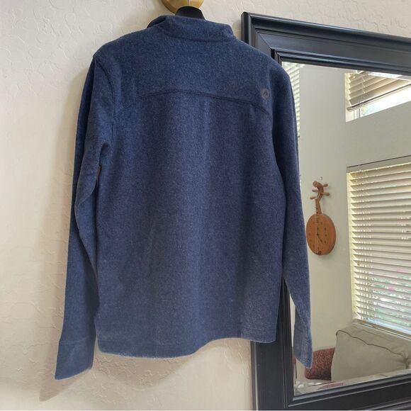 NWT Marmot Wool Blend Men's Ryerson Half Zip Fleece Sweater Jacket Indigo - Picture 4 of 4
